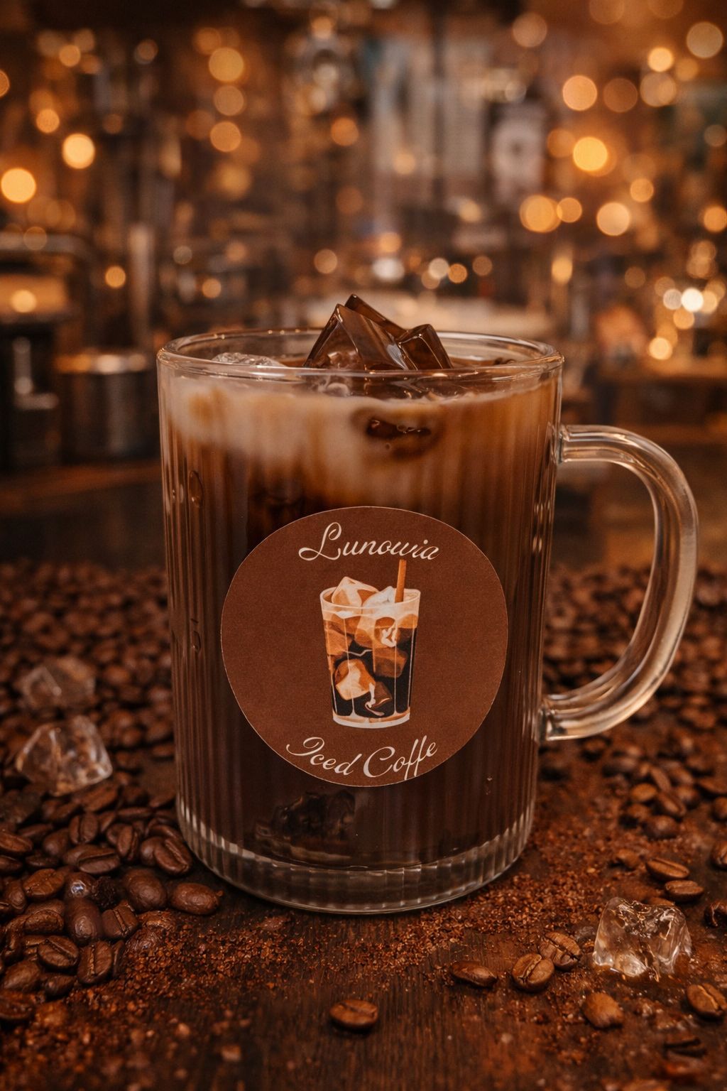 LUNOWIA Iced Coffee Duftkerze – Sojawachskerze mit Eiskaffee-Duft im Glas, Dessert Kollektion