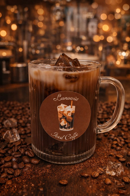 LUNOWIA Iced Coffee Duftkerze – Sojawachskerze mit Eiskaffee-Duft im Glas, Dessert Kollektion