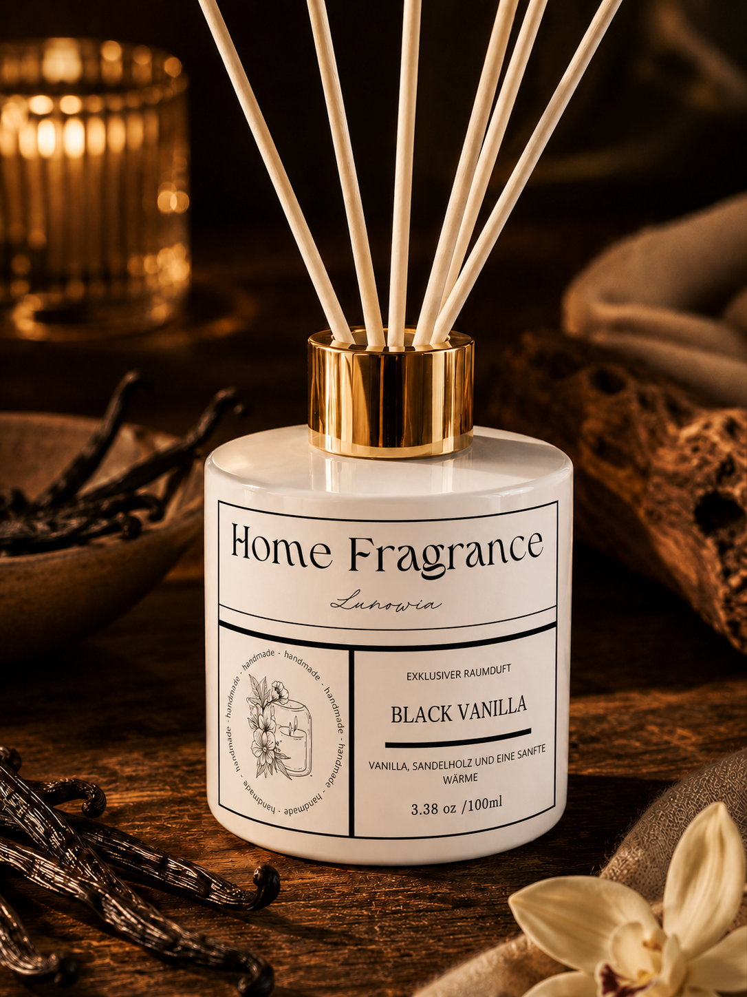 LUNOWIA Raumduft Black Vanilla – Teil des Vanilla Cocoa Duft-Duos